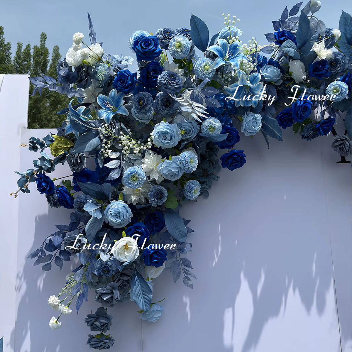 Fleurs artificielles d'extérieur de couleur bleue