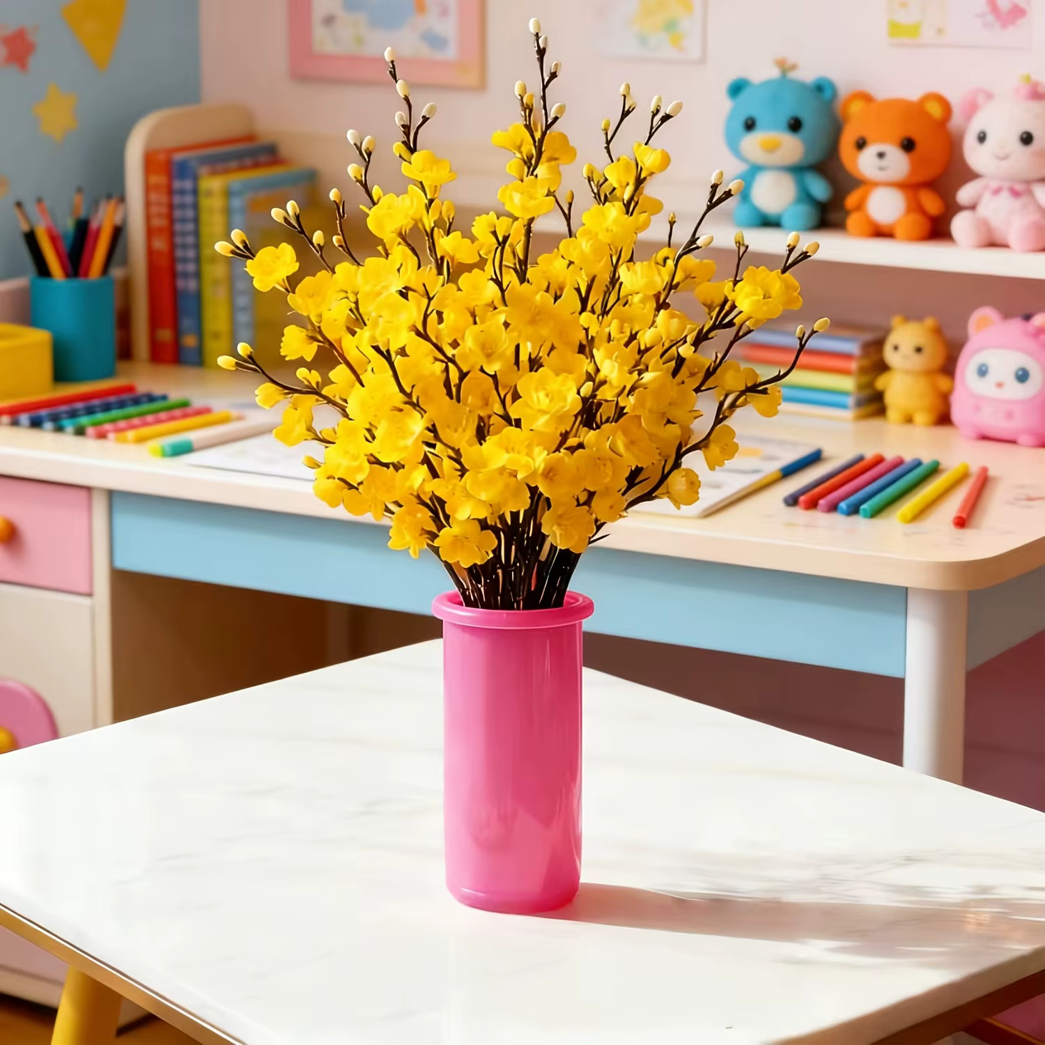 5 tiges de fleurs de prunier jaunes