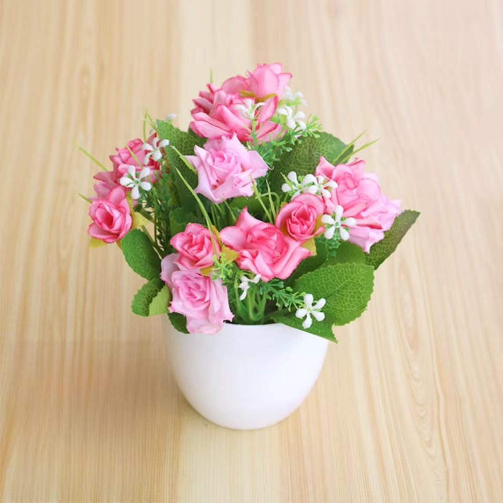 Mini rose artificielle en pot