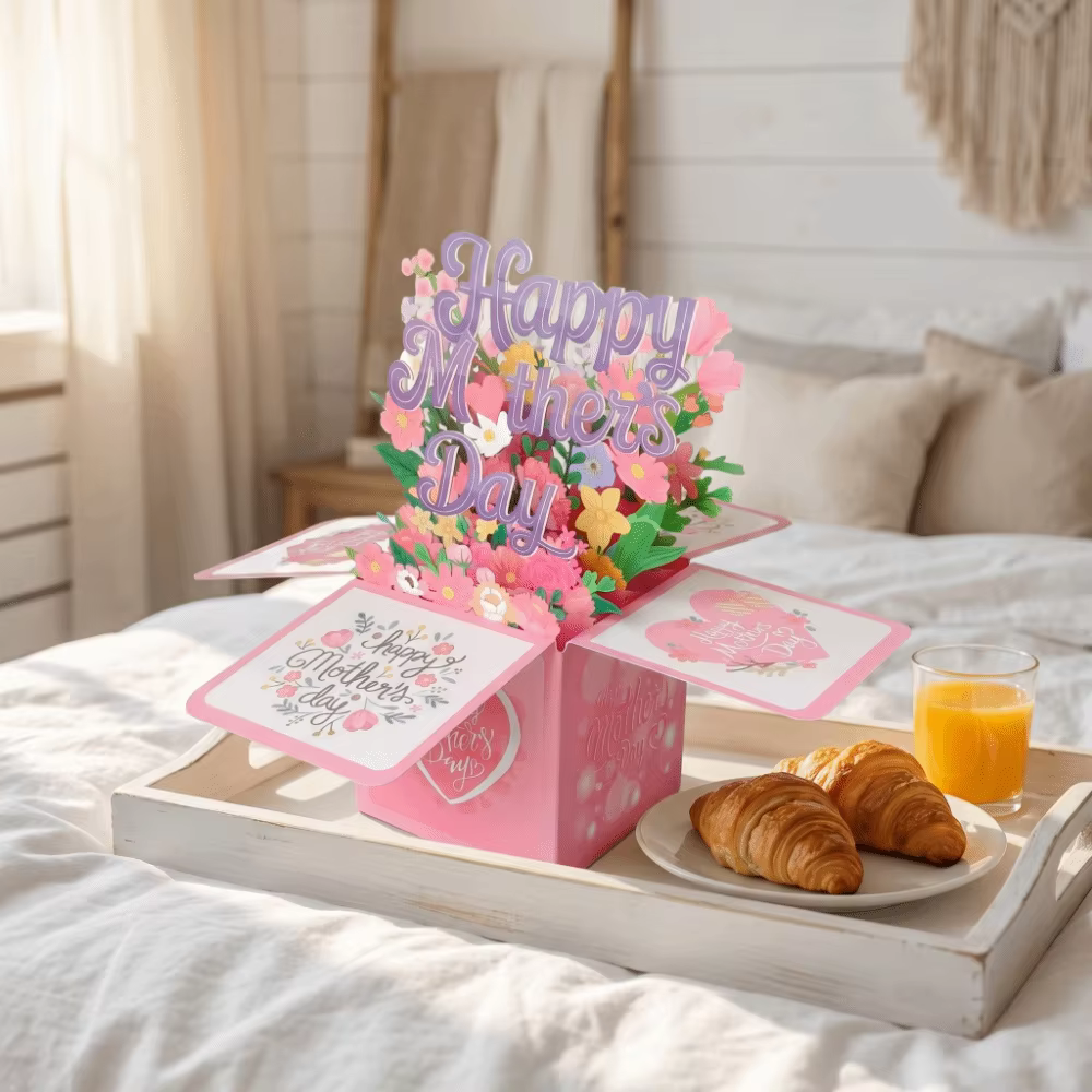 Cartes de Vœux 3D Universelles pour la Fête des Mères : Bouquet Floral Doux