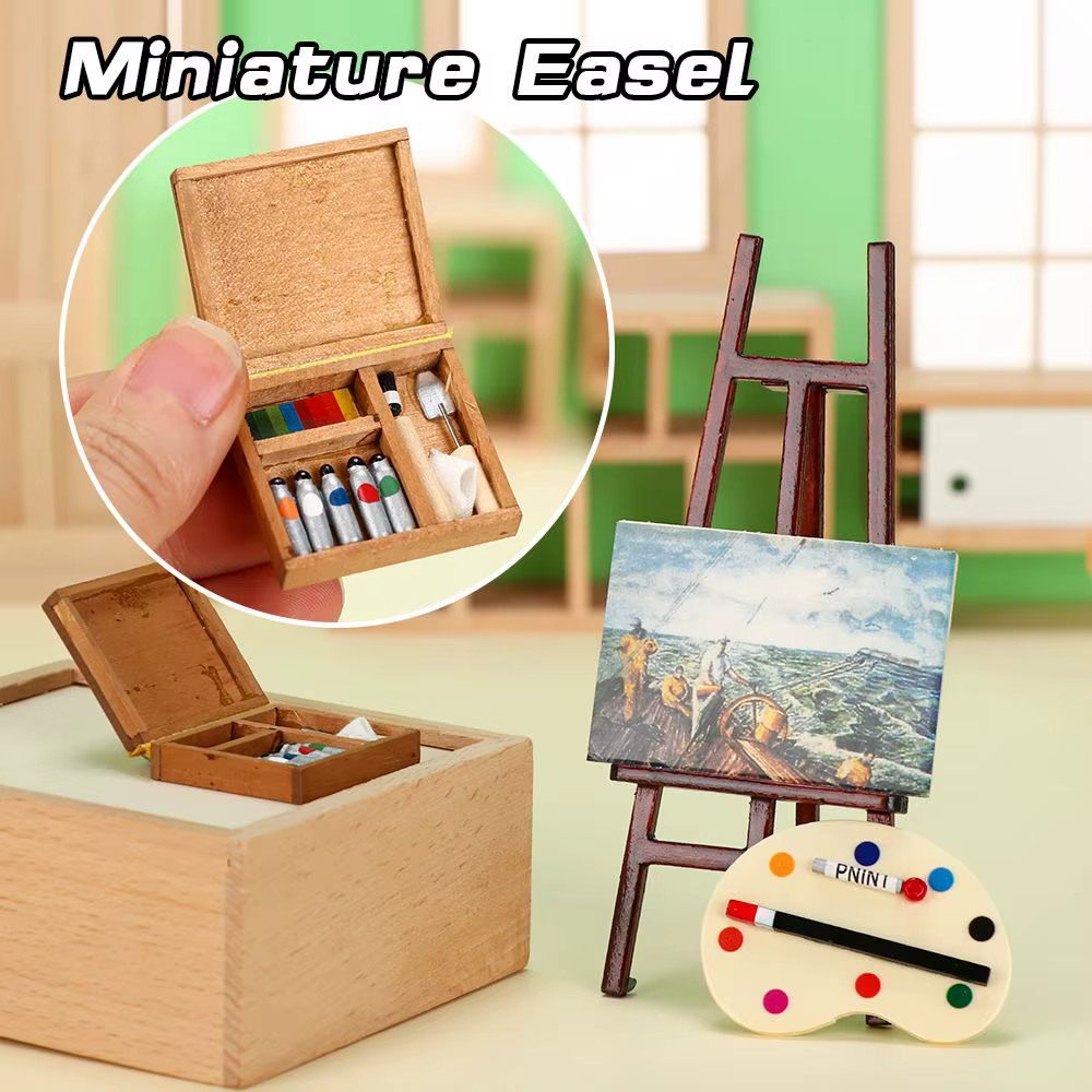 Miniature Liatif el Mini Wood Box Drawing Board, Toy Accessrespiration Model Set, Races House Furniture, Artist Paint Pen
