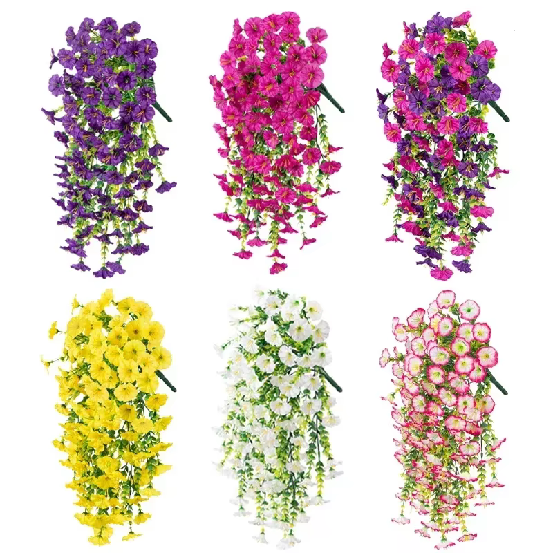 2 pièces fleurs artificielles fausse fleur extérieure maison jardin tenture murale pétrolia plantes