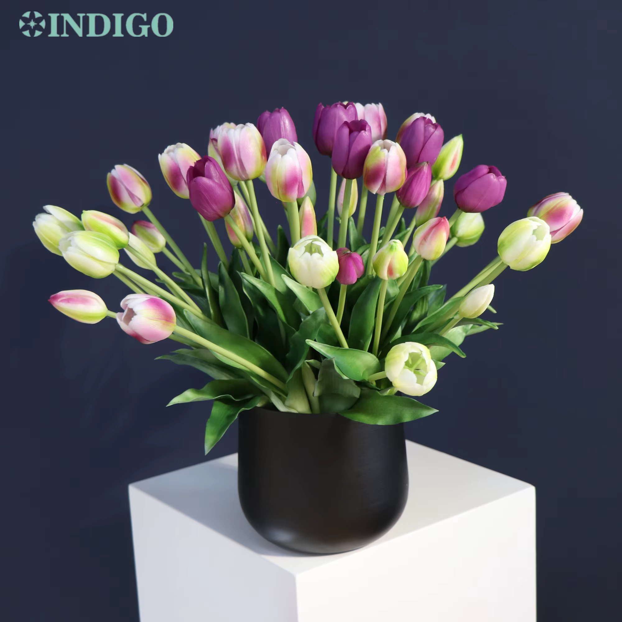 Bouquet de tulipes rouges (3 fleurs + 2 bourgeons)