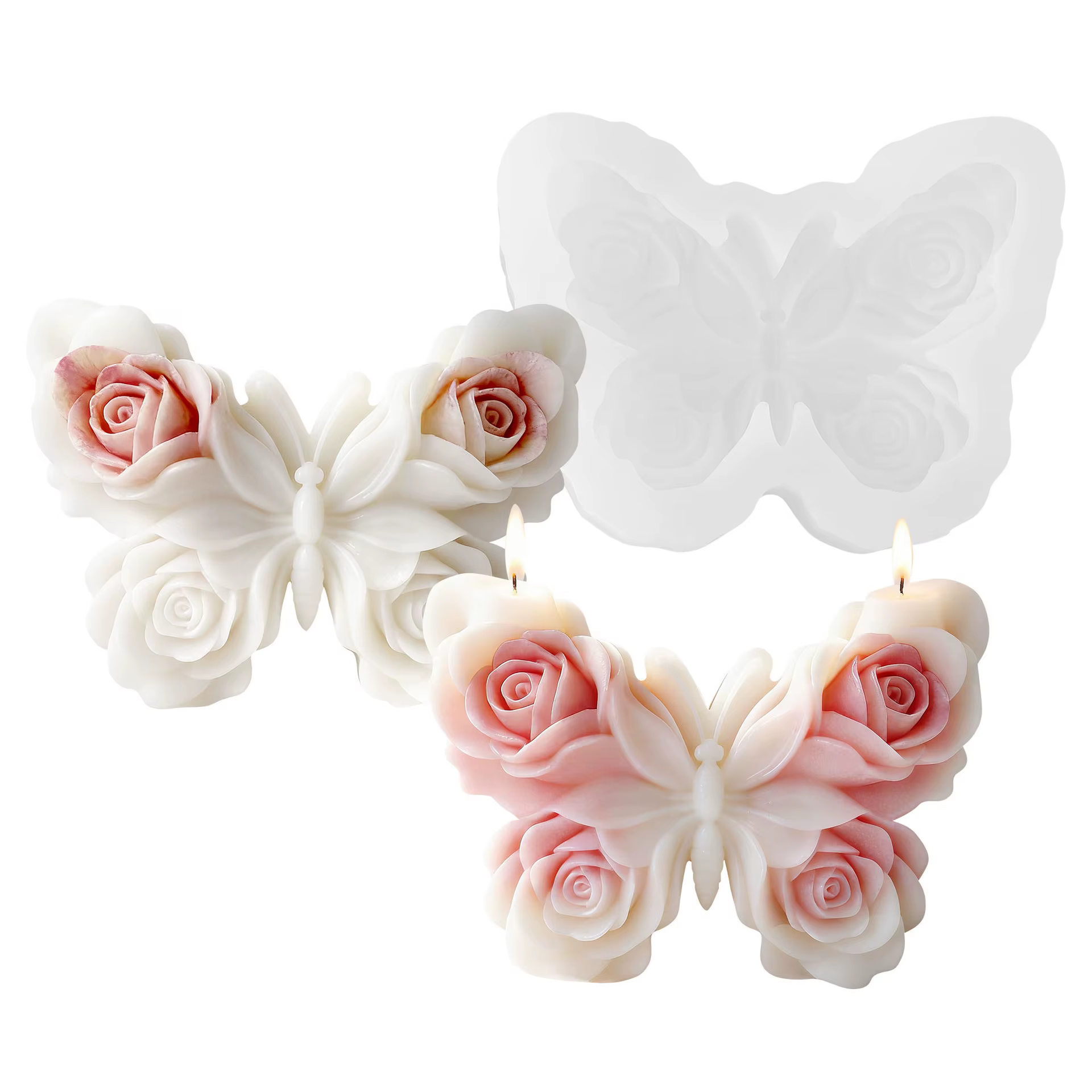 Moules en silicone Papillon Fleur pour la pâtisserie, artisanat en résine époxy DIY, décoration suspendue, moule d'aromathérapie, fournitures pour la fabrication de bougies