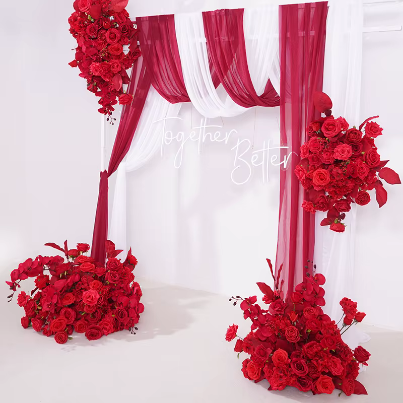 Rose rouge plancher fleur rangée mariage événement Arrangement Floral accessoire fête route plomb décoration fenêtre affichage Photo fournitures H875203