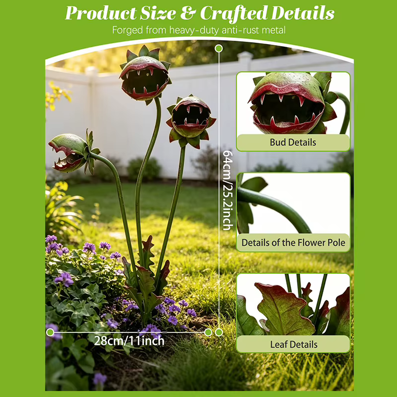 Piquet de jardin en métal pour plantes carnivores
