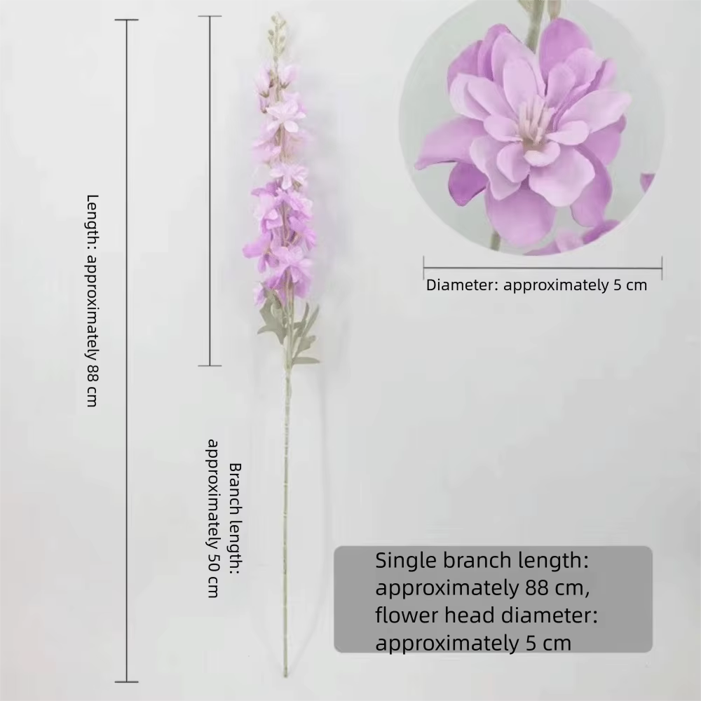 Nouvelles Grandes Fleurs Artificielles de Delphinium à 2 Branches