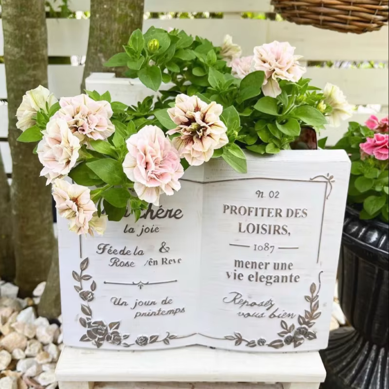 Ins-Pot de fleur en résine en forme de livre anglais
