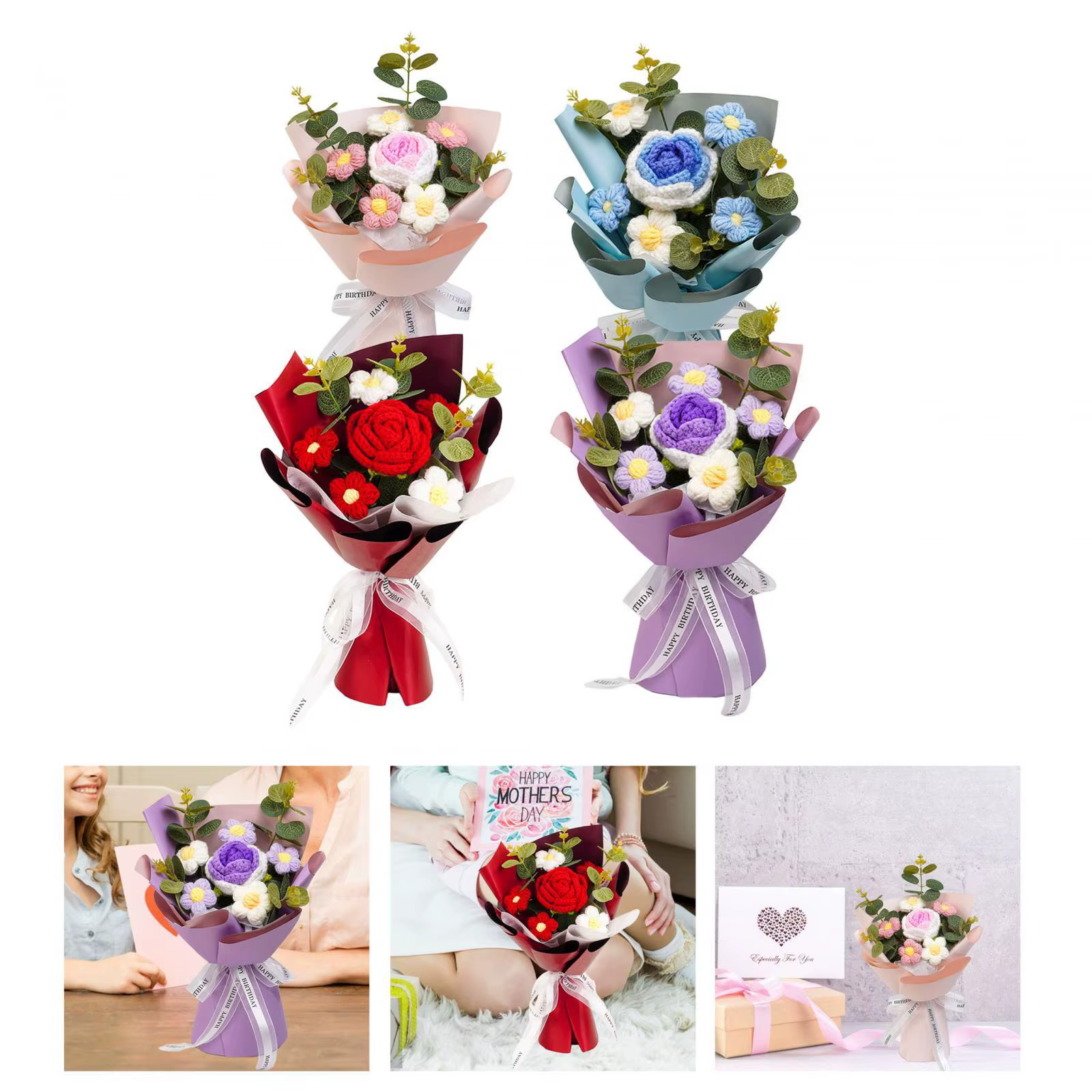 Bouquet de Fleurs Artificielles au Crochet