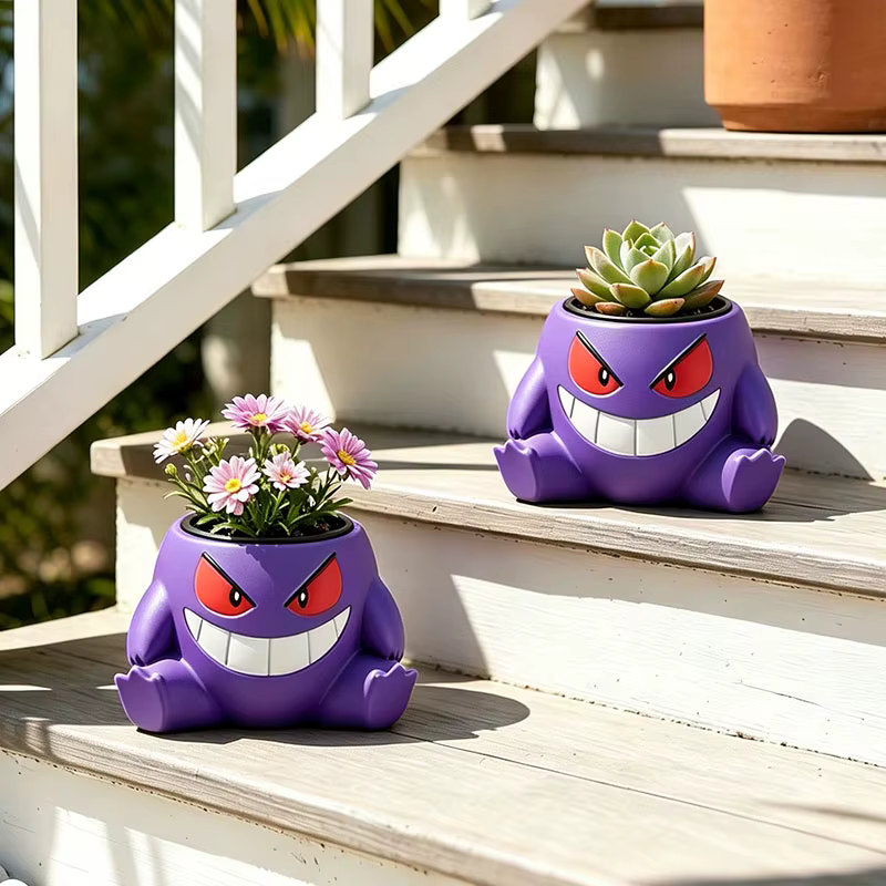 Pot de fleurs en résine en forme de Gengar de dessin animé