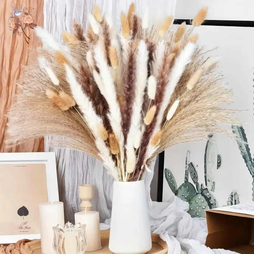 Vase de fleurs séchées en herbe de Pampa naturelle