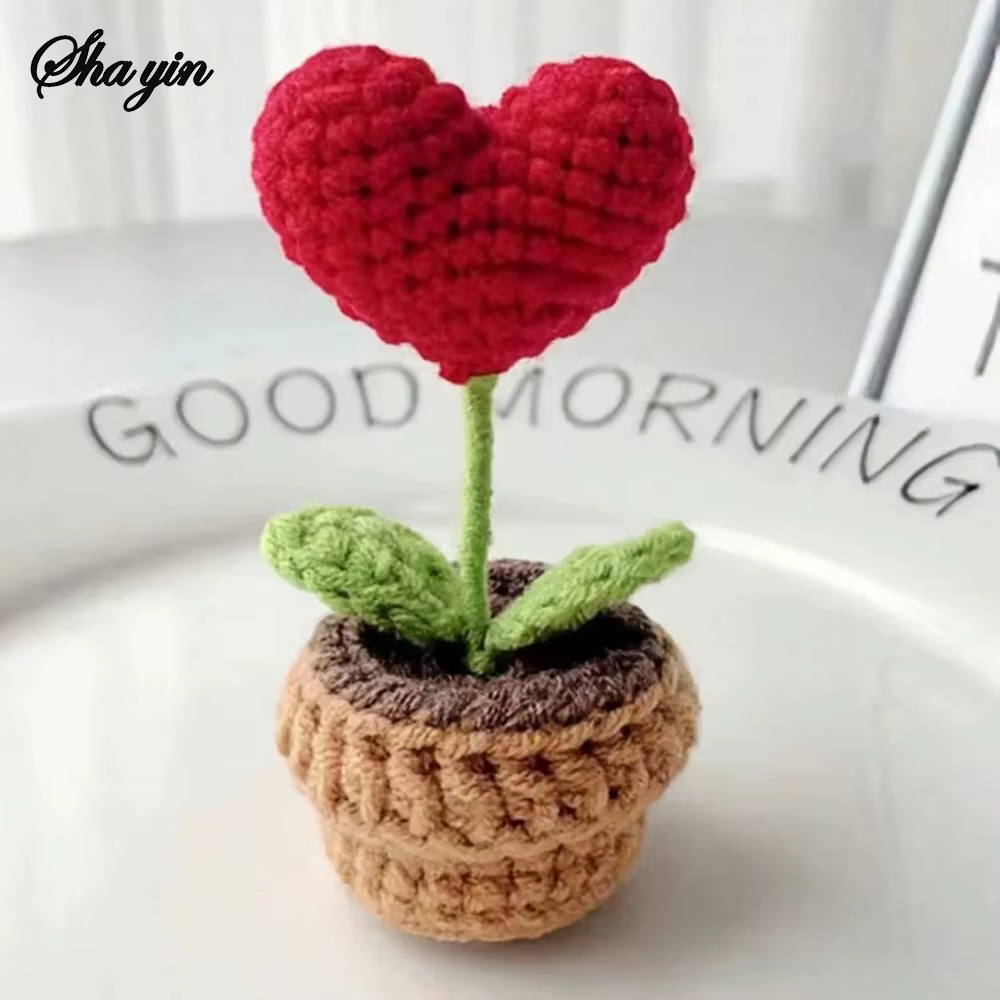 Crochet tissé fini petite plante en pot Simulation fleur