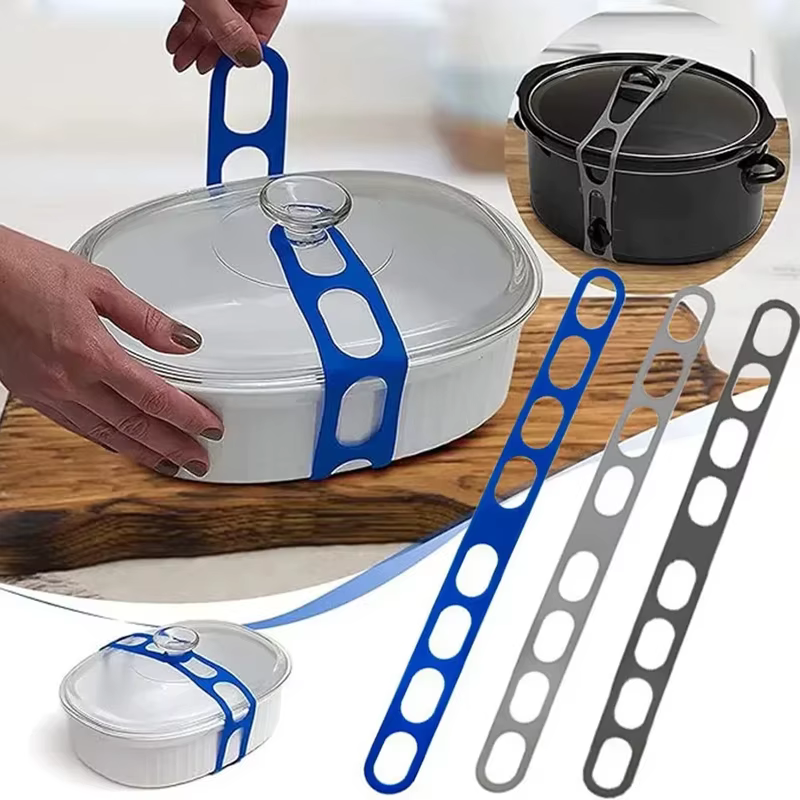 Sangle de couvercle réutilisable en silicone, bande élastique universelle pour couvercle de pot, support de couvercle de boîte à lunch, bande élastique, outil de vaisselle d'extérieur