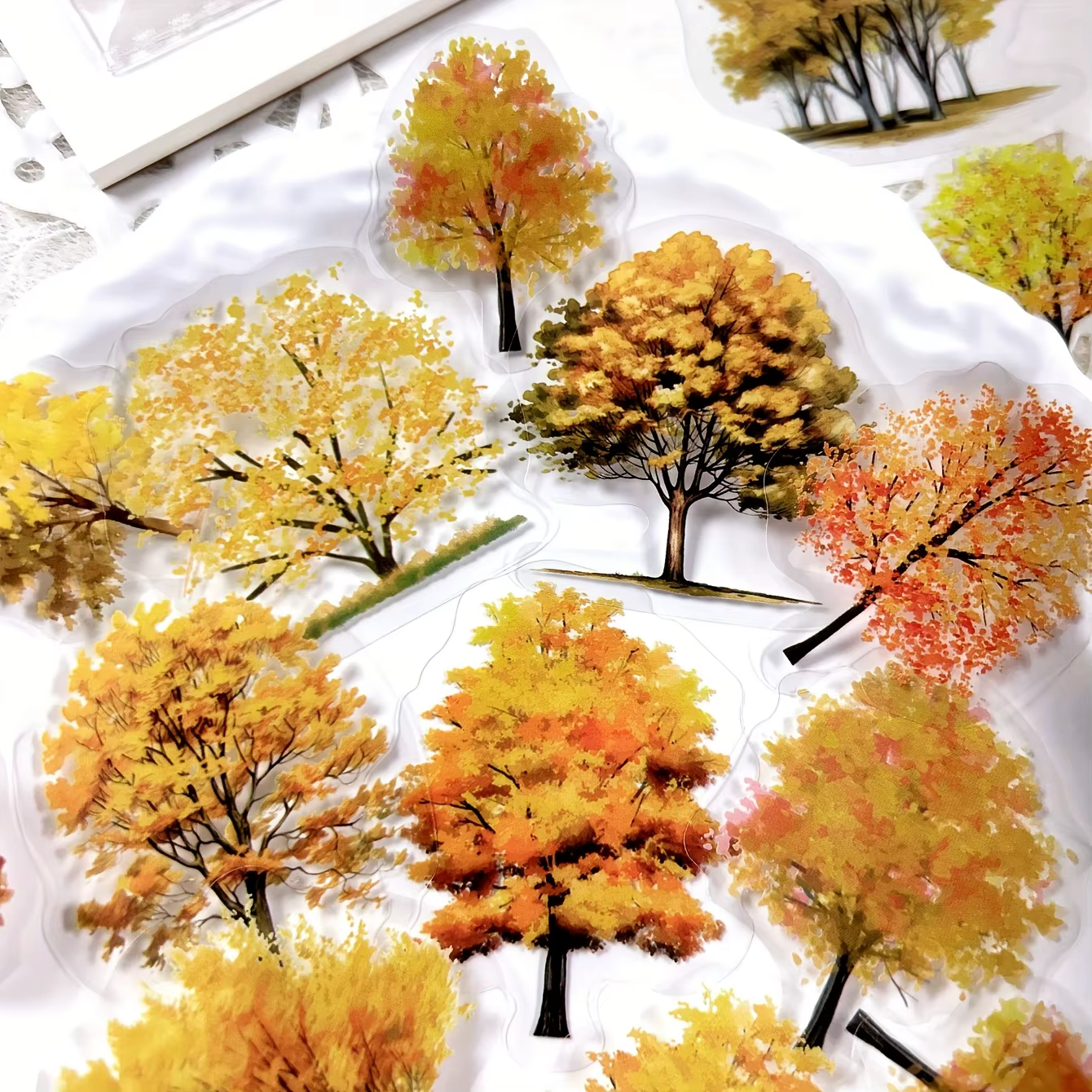JIANQI 40 pièces/paquet de nombreux matériaux d'arbre autocollants quatre saisons décor bricolage compte à main journal