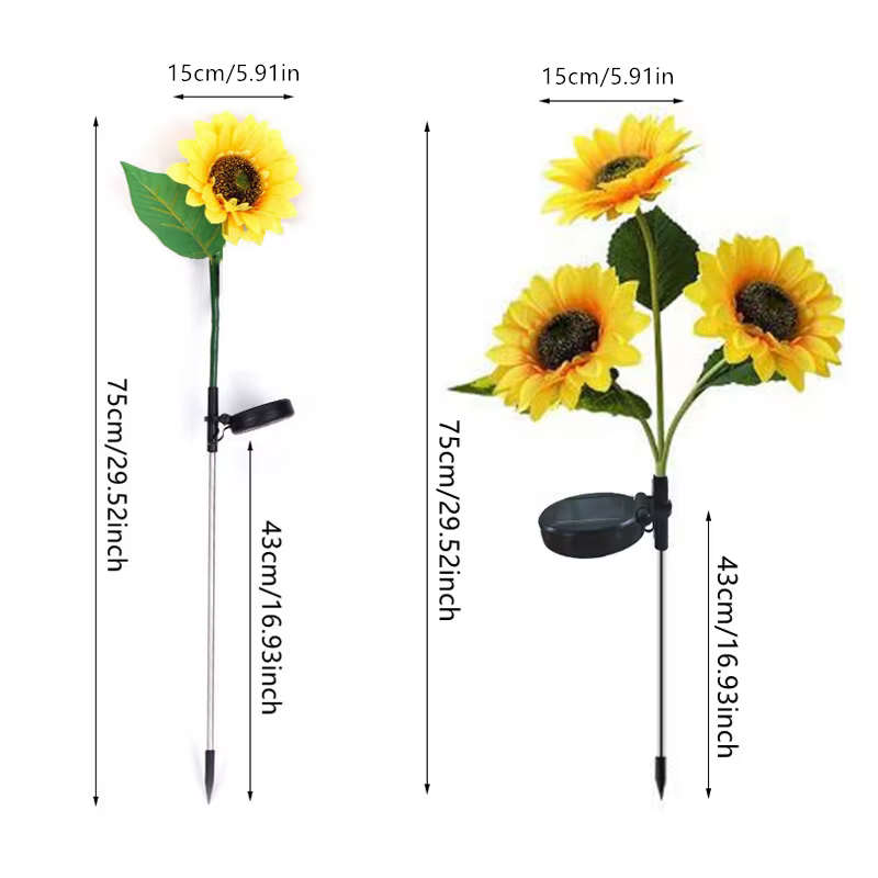 Lampes solaires LED en forme de tournesol