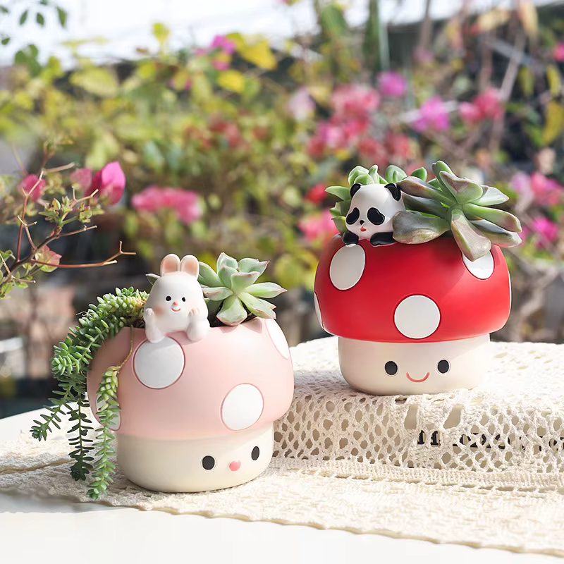 Pot de plantes succulentes en forme de champignon créatif