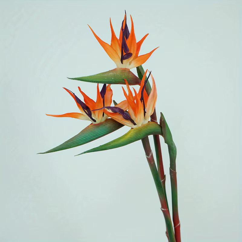 1/3 pièces Fleurs artificielles Strelitzia en caoutchouc à longue tige