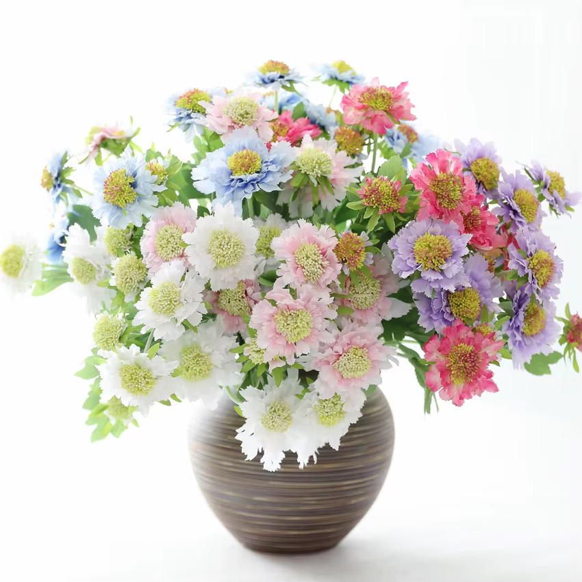 1 pièces fleurs artificielles Scabiosa Pincushion fleur branche décor à la maison décoration de jardin F1408