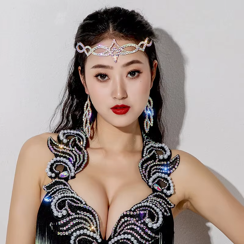 Accessoire de danse du ventre, couvre-chef, chaîne de tête cloutée de diamants, danse orientale, tempérament féminin, accessoires haut de gamme