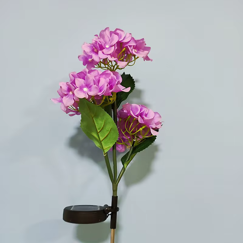Hortensia fleurs pelouse lumière piquets de jardin lumières au sol décor extérieur lampe voie étanche étang Floral