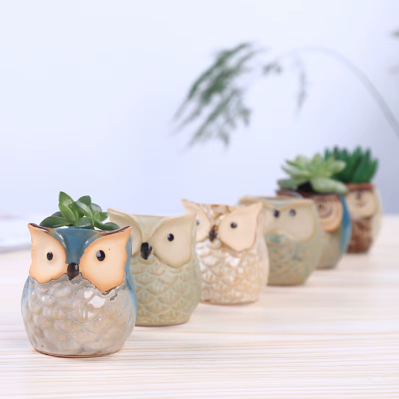 Mini pot de fleurs en céramique créatif avec trou