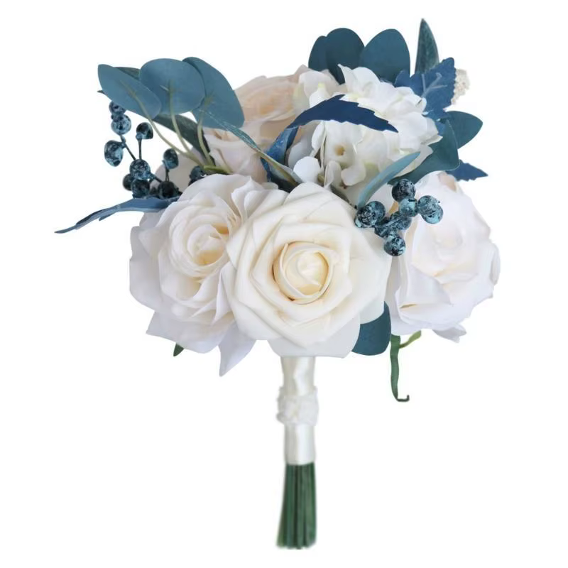 E8bd fleur corsage artificiel champagne bouquet rose paon bleu photo accessoires