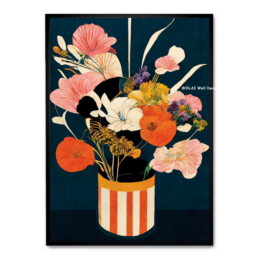 Toile imprimée de fleurs sauvages de printemps japonaises