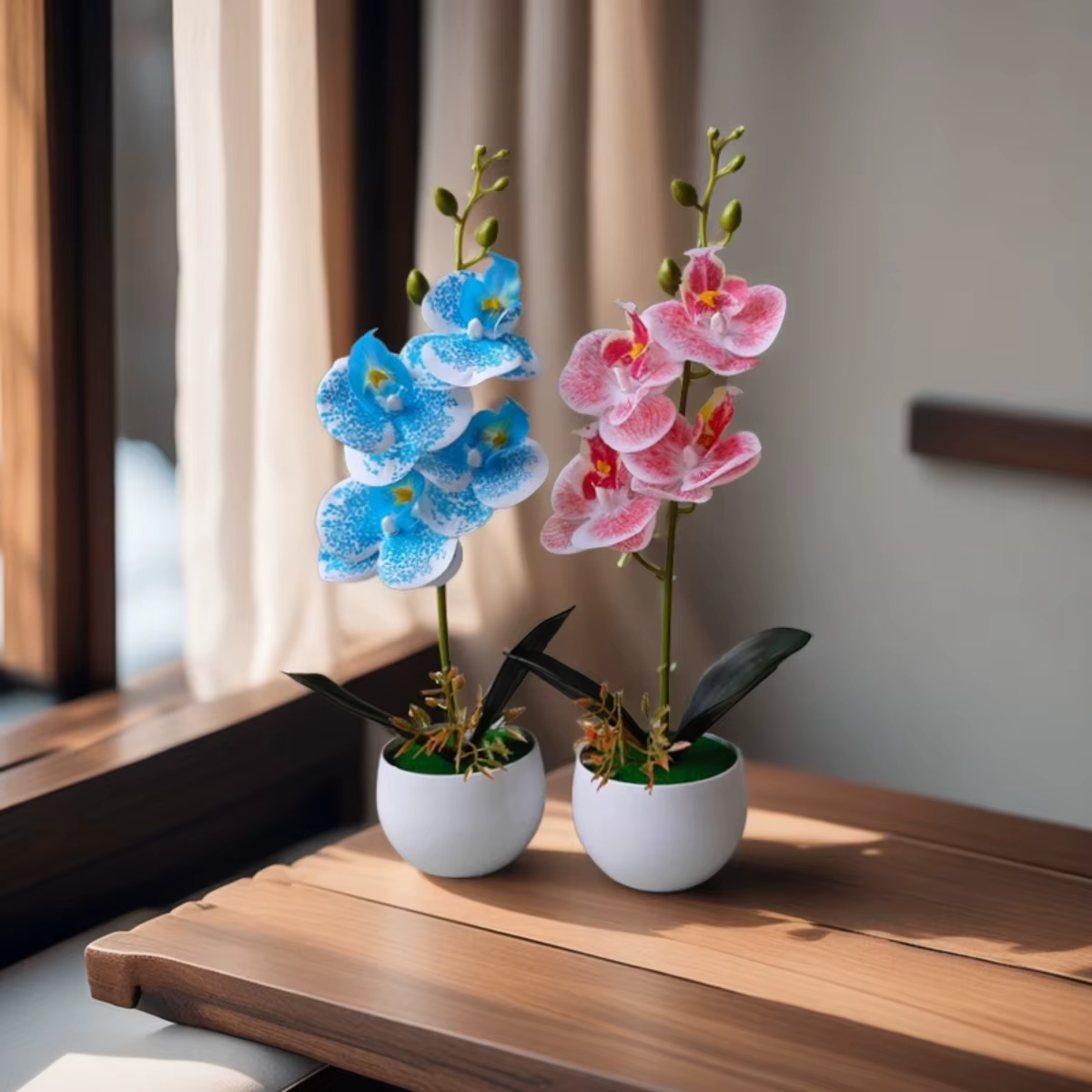 Plante en pot d'orchidée artificielle réaliste avec Pot en plastique pour la décoration de pièce maîtresse de table