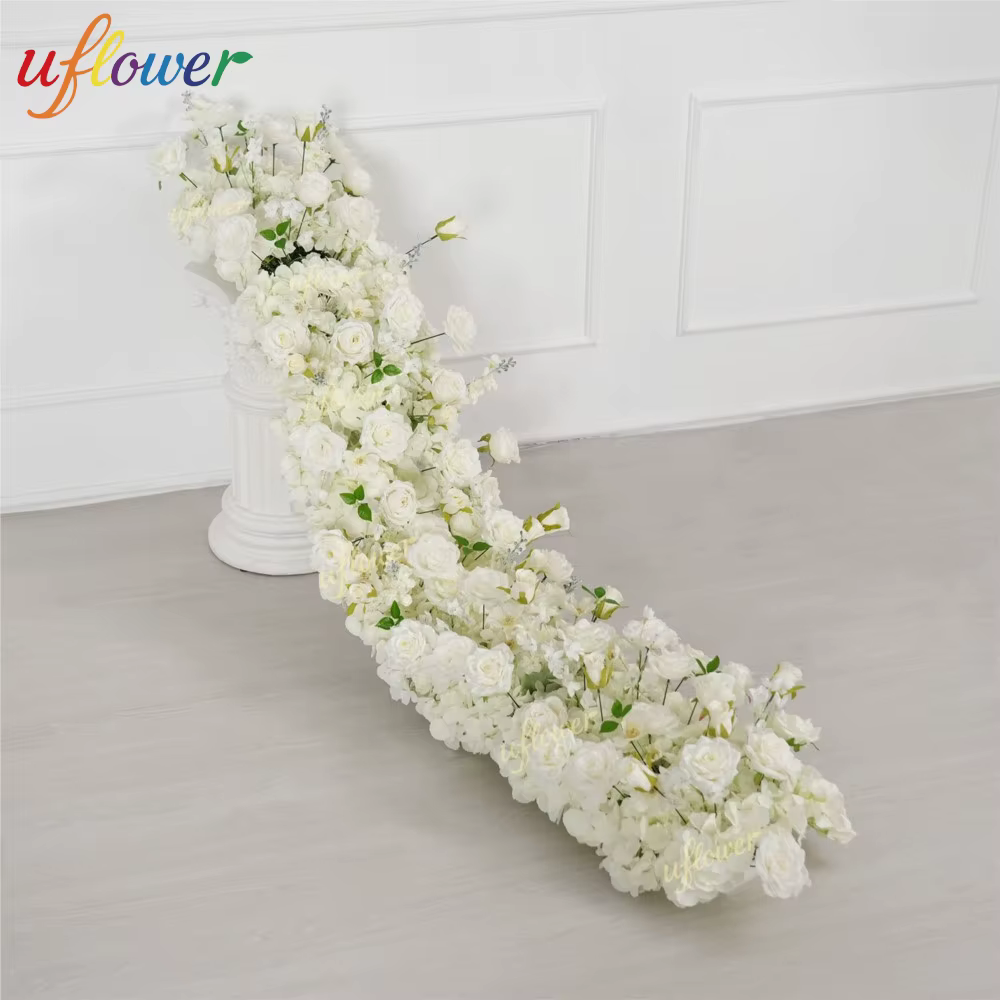 Rangée de fleurs artificielles bleues personnalisées Uflower