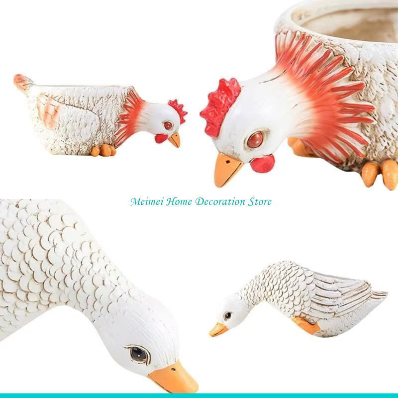 H7BF Pots jardinières en forme canard/poulet