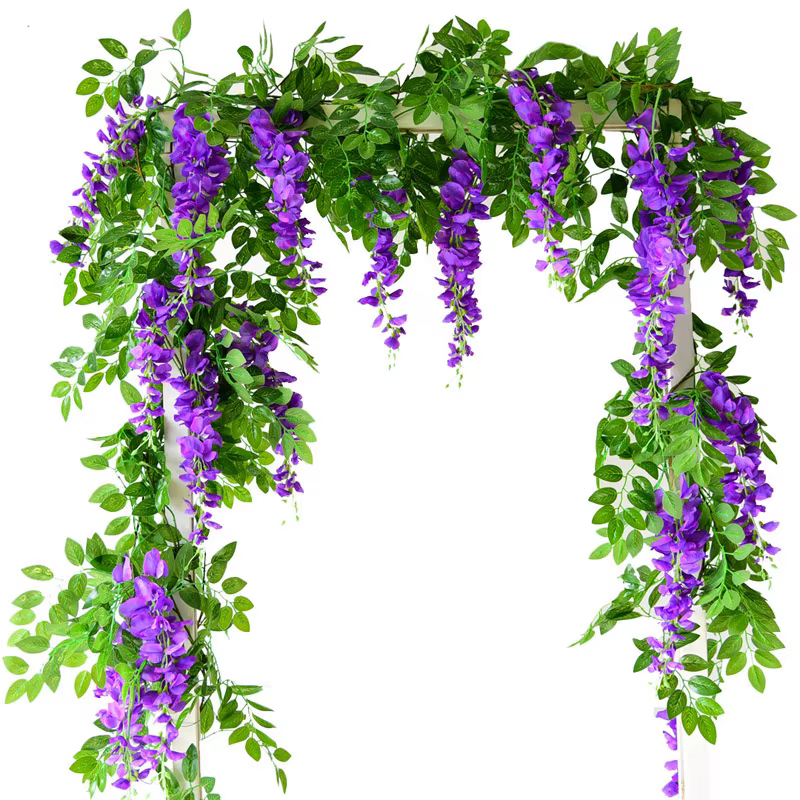 Guirlande de fleurs de glycine artificielles de 2M