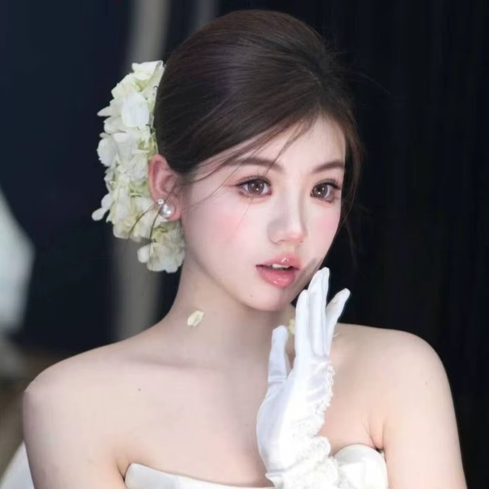 Nouvelle coiffe de mariée blanche en fleurs d'hortensia, style français, élégante, bijoux de cheveux de mariage, accessoires pour cheveux