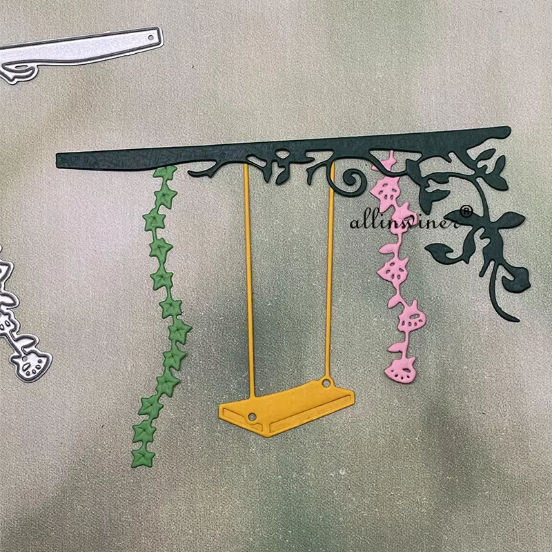 Matrices de découpe en métal motif balançoire florale pour scrapbooking DIY