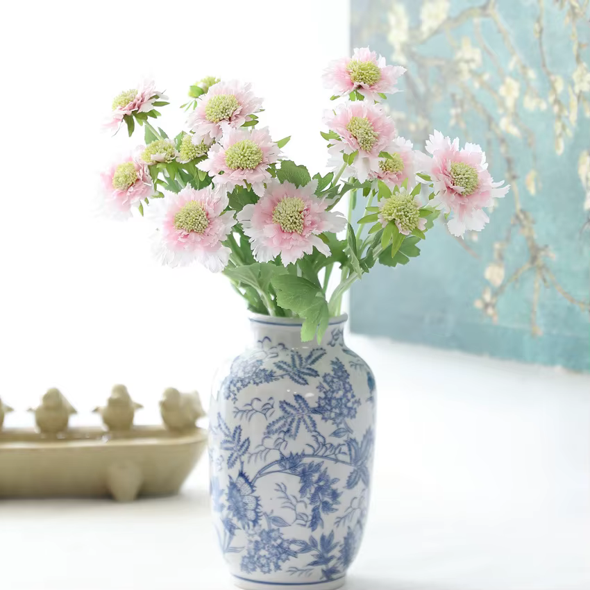 1 pièces fleurs artificielles Scabiosa Pincushion fleur branche décor à la maison décoration de jardin F1408