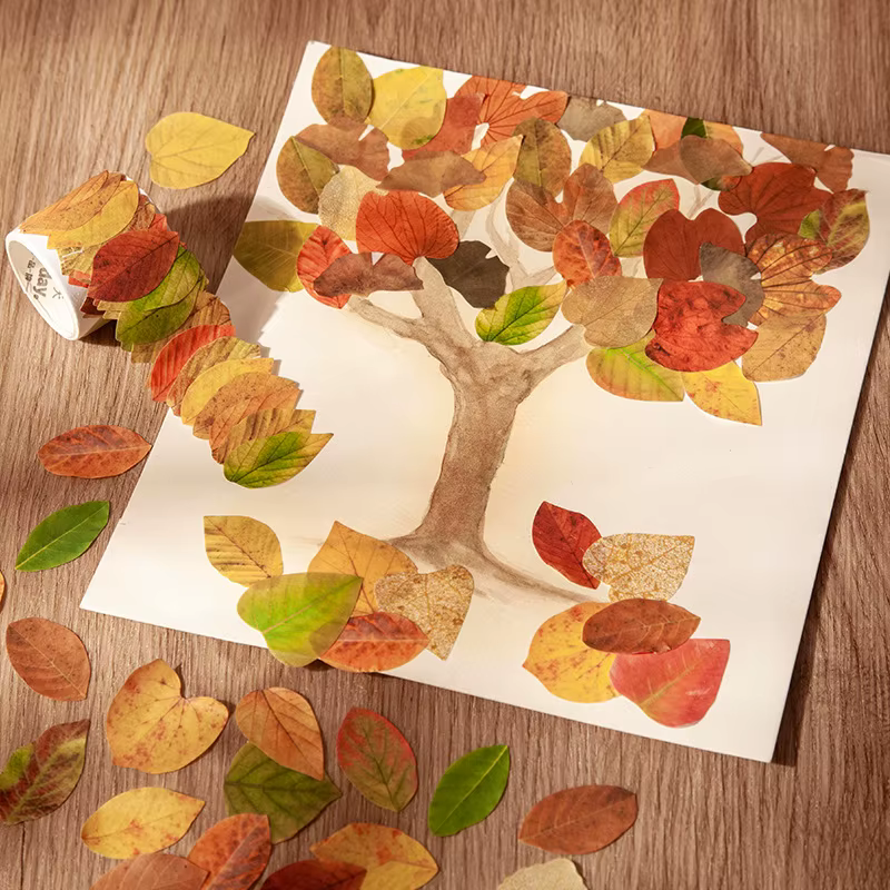 Série de feuilles d'automne jaunes 50 pièces