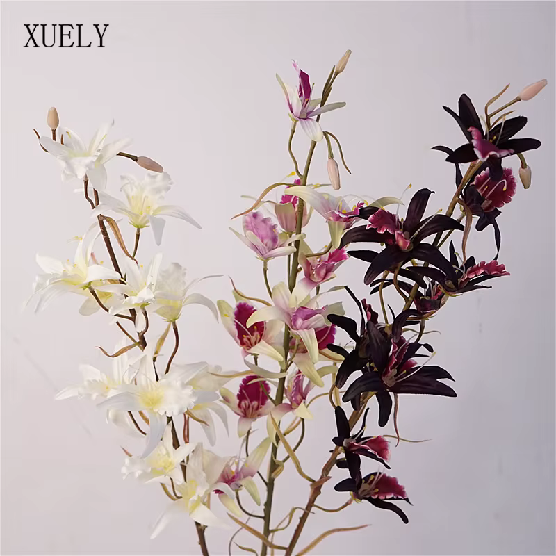 Branche de fleur d'orchidée Dendrobium de 81 cm