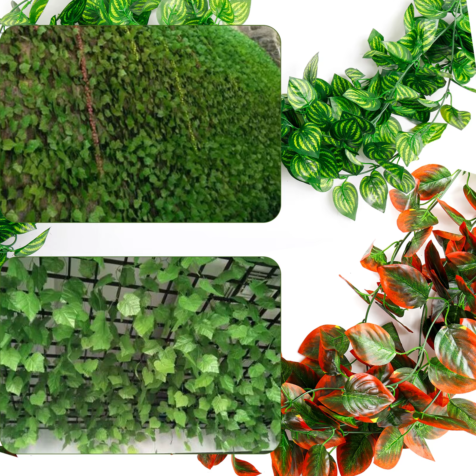 Guirxiété de Feuilles de Lierre Artificielles en Rotin