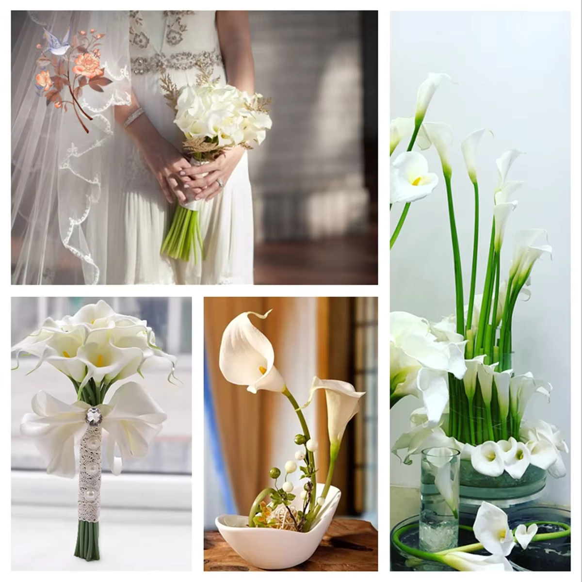 Fleurs Artificielles de Lys Calla Blanc pour Patients