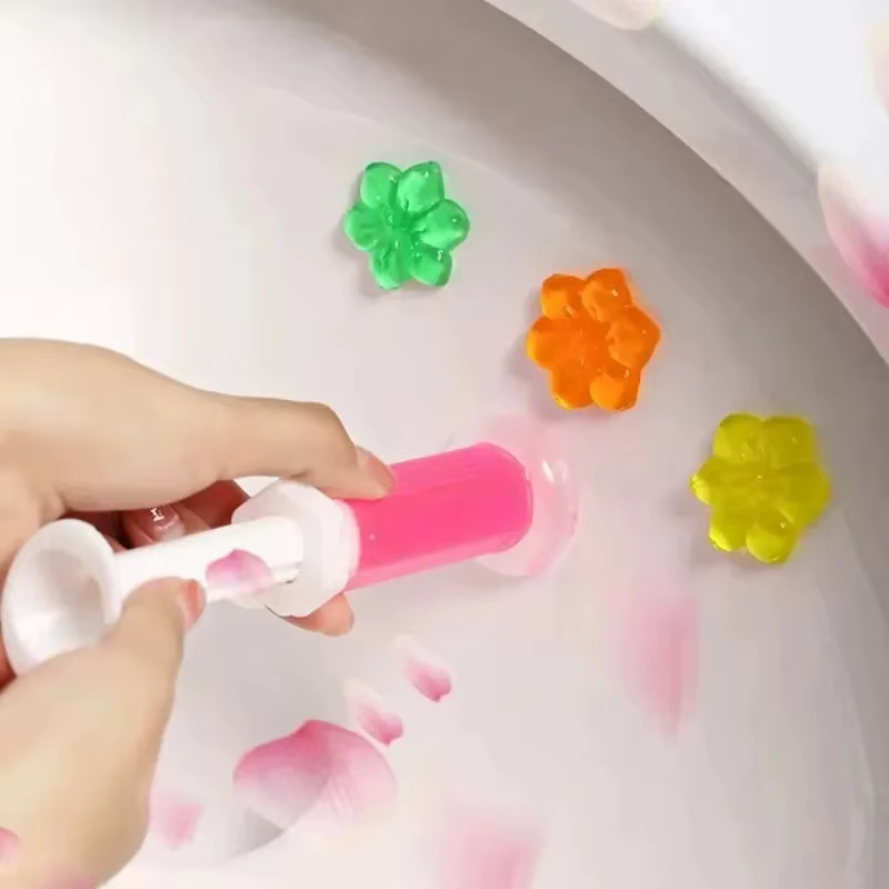 4/1PCS Gel Nettoyant WC Parfumé aux Fleurs Désodorisant Solide Anti-Odeur Assainisseur d'Air Fournitures de Nettoyage Salle de Bain