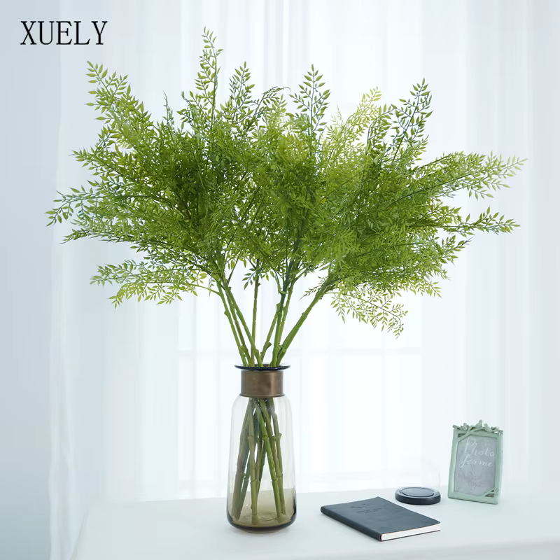 Branche de fleur artificielle en feuille de plante verte de 95 cm