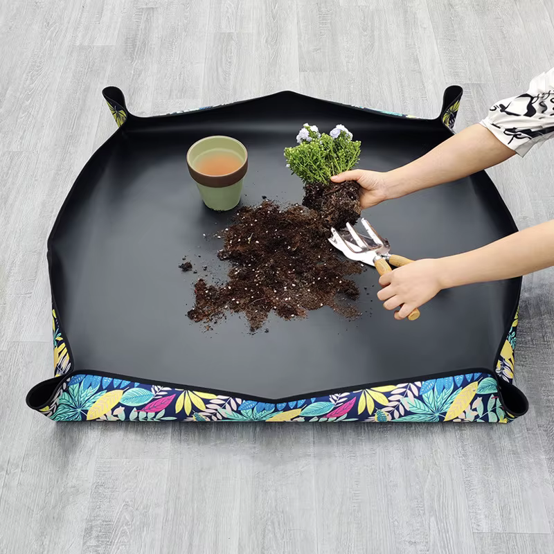 Tapis de repotage pliable imperméable en PE 50cm*50cm pour plantes