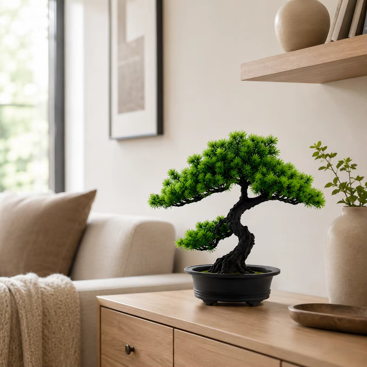 1 pièce Plante artificielle de pin Bonsaï pour la décoration de table