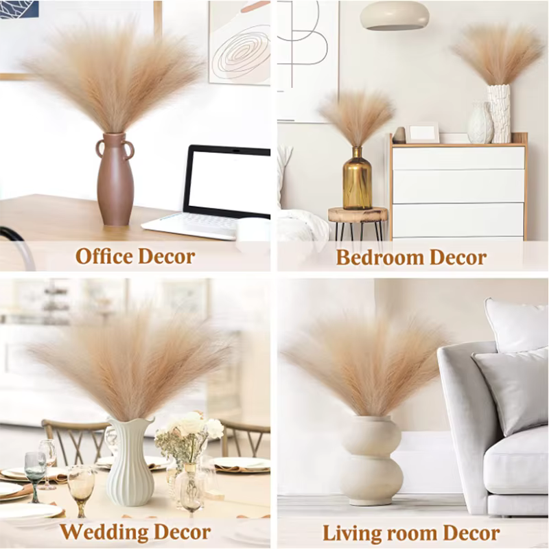 Fausses fleurs artificielles marron Pampas