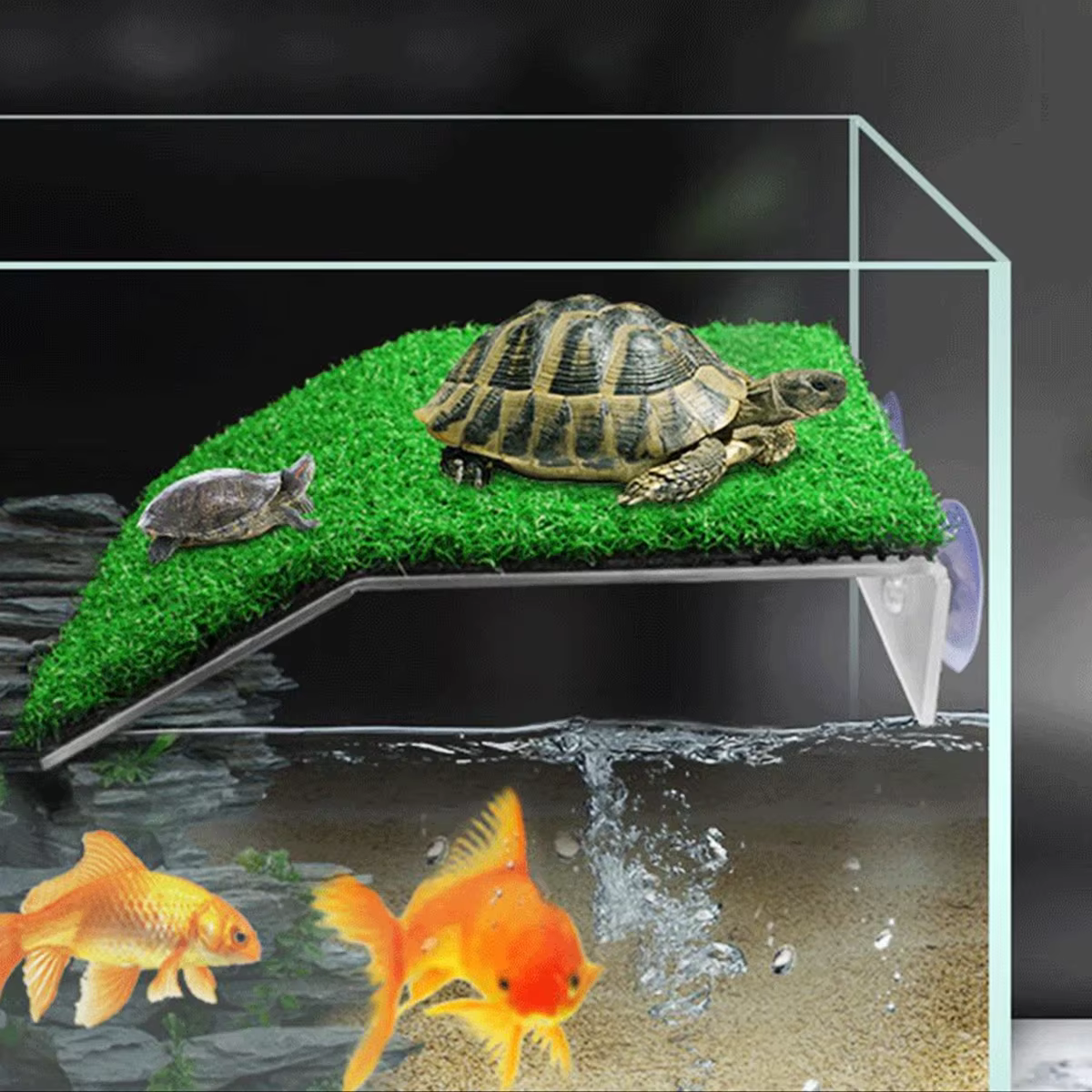 Plate-forme de se prélasser pour tortues, Simulation de repos, rampe de pelouse, quai de tortue, île flottante, Terrarium pour Reptile, accessoire d'aquarium