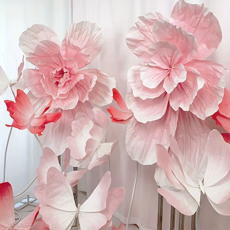 Fleur géante en papier irisée artificielle pour décorations de plafond de mariage