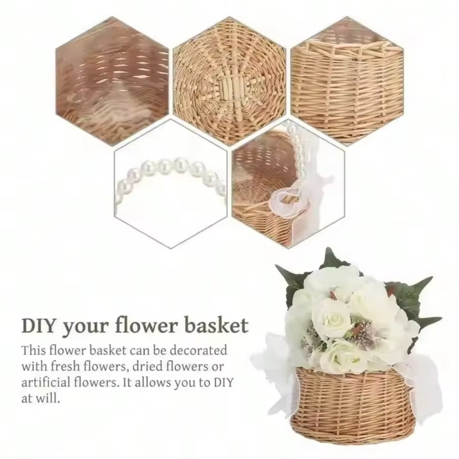 Panier à fleurs tissé en rotin Pearl Princess