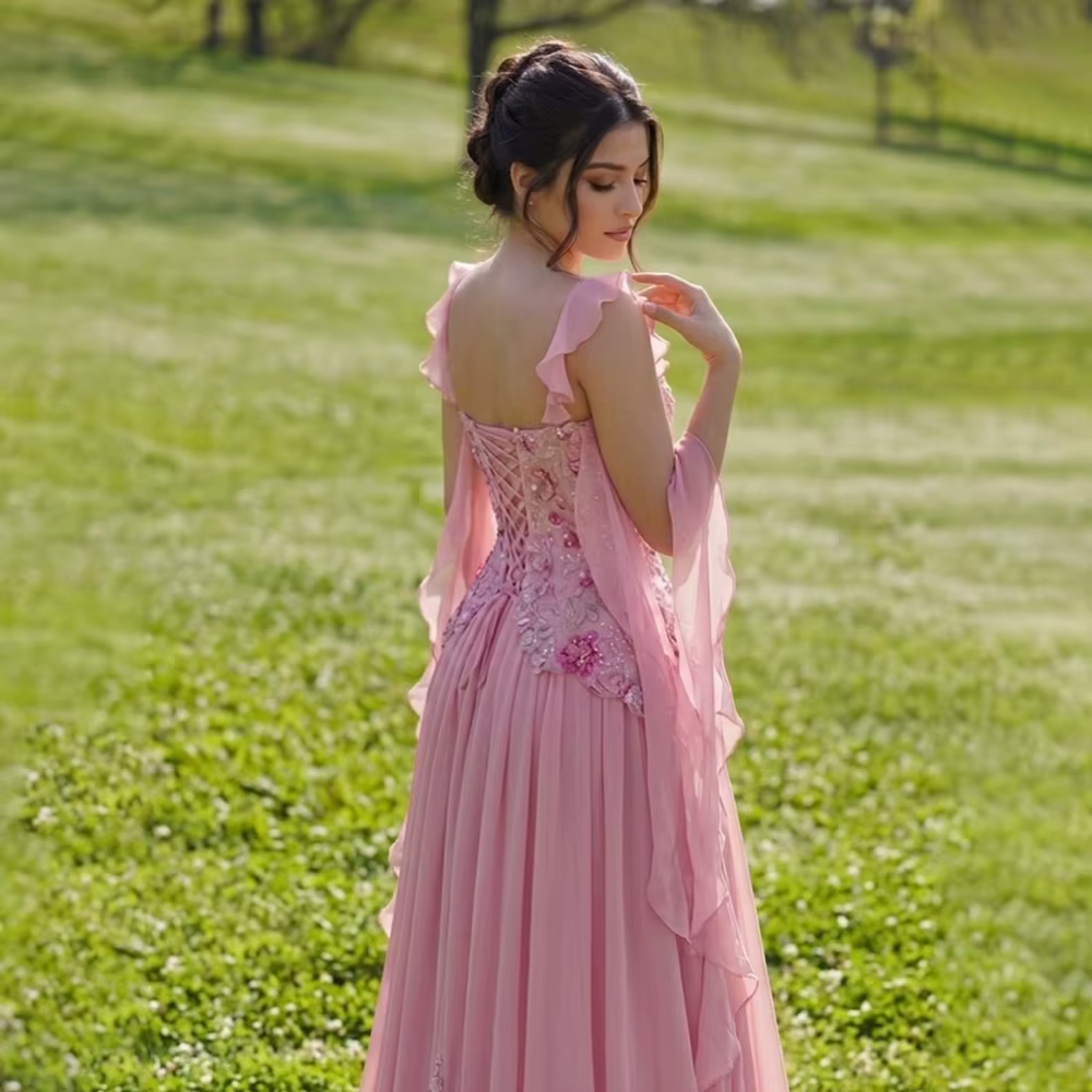 Robe de soirée verte à fleurs avec perles, robe de soirée florale à volants, robe d'occasion formelle pour princesse, robe personnalisée