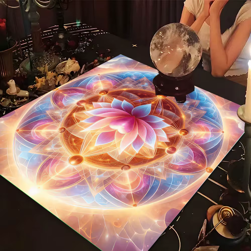 Nappe de Tarot colorée Mandala fleur de vie, avec énergie céleste et tissu d'autel Astral pour tapis de Tarot, décor de Divination