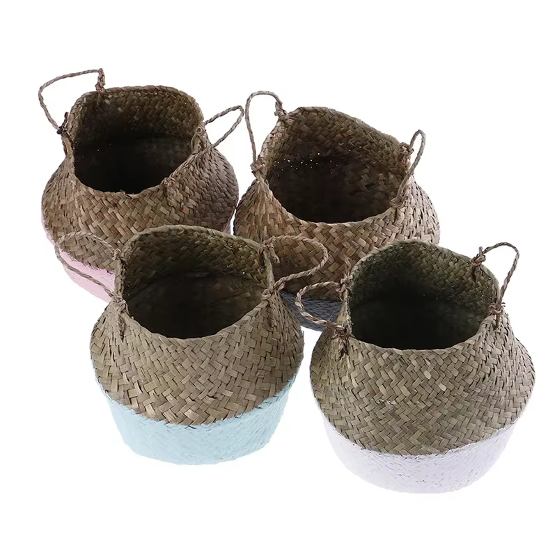 Pot de fleur pliant, paniers de fleurs en jonc de mer