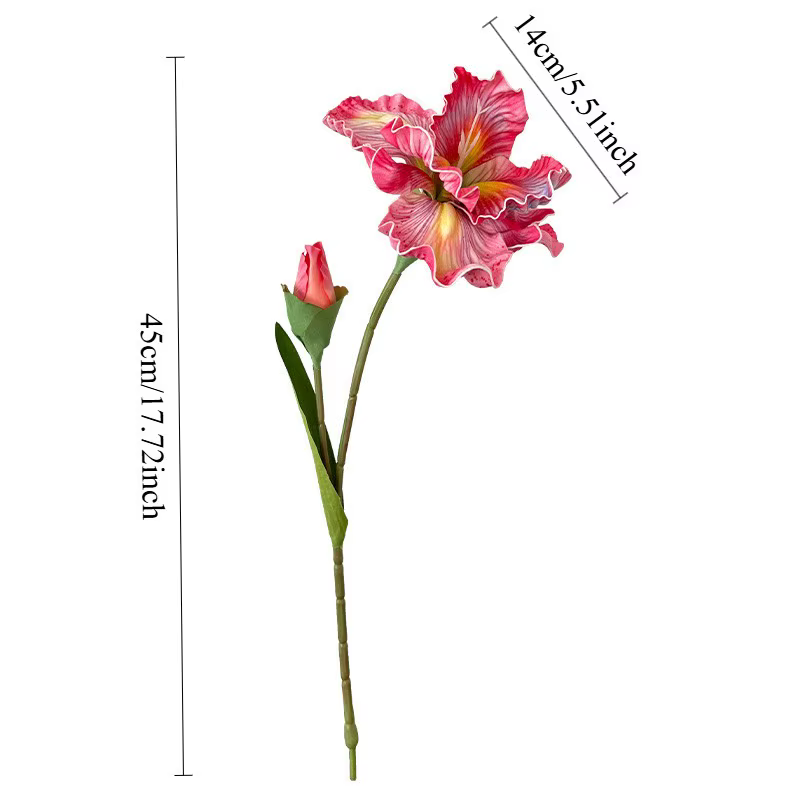 Fleurs d'iris artificielles réalistes de 45 cm - Texture EVA à 2 têtes | Tues de peinture à l'huile et charme naturel |